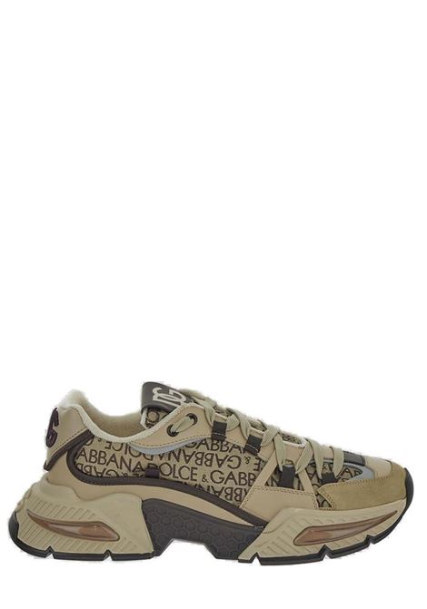 Sneakers basse Airmaster in pelle di vitello beige e nera DOLCE & GABBANA | CS1984-AO057HKXCM